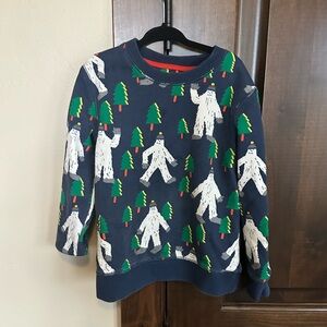 Mini Boden Navy Sweater with Yeti and Tree Design